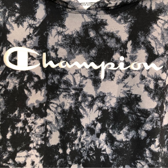 Splattered Charcoal-Blue Champion Hoodie - Picture 7 of 15